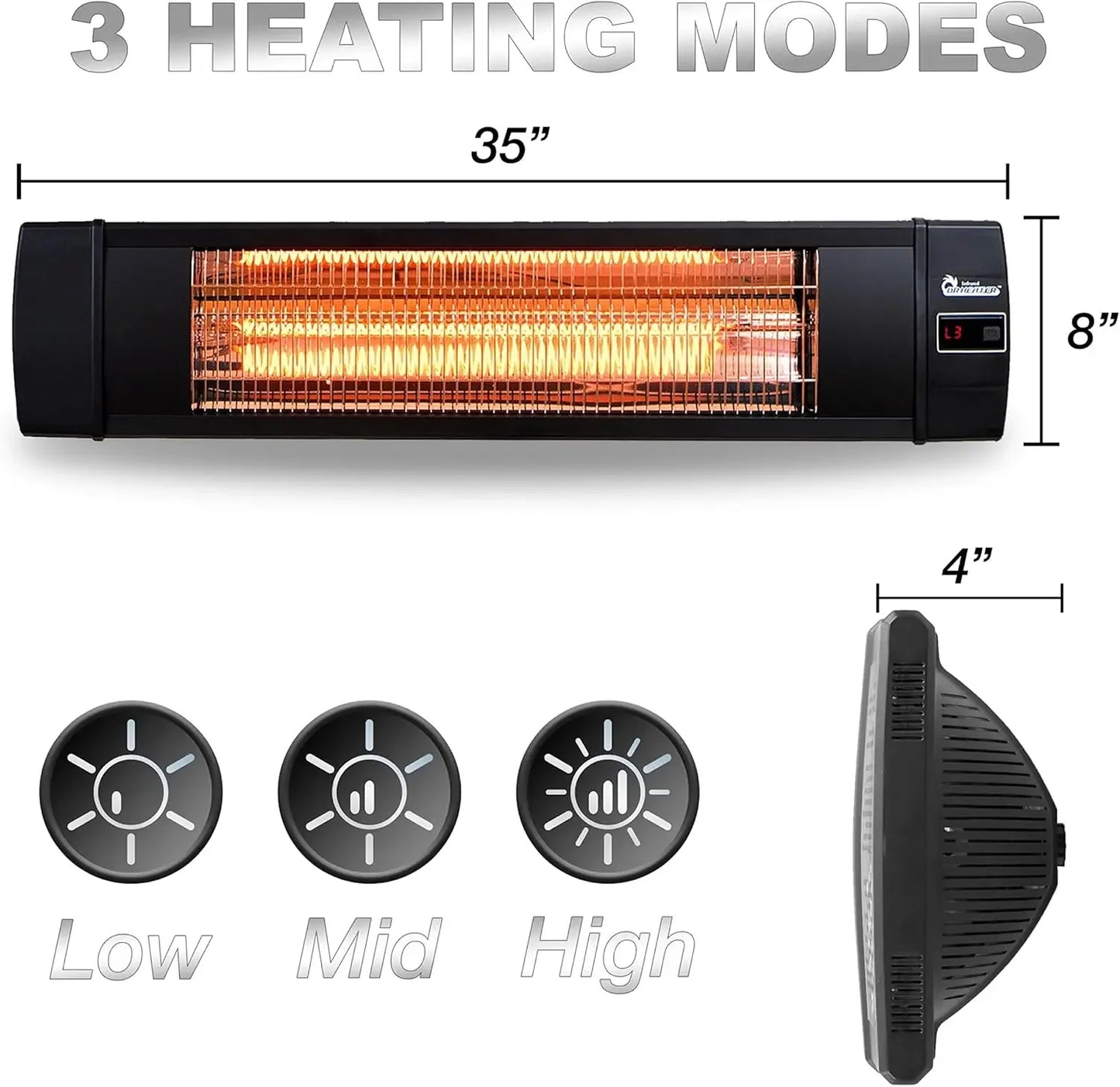 DR238 Carbon Infrared Outdoor Heater For Patio Decks Black