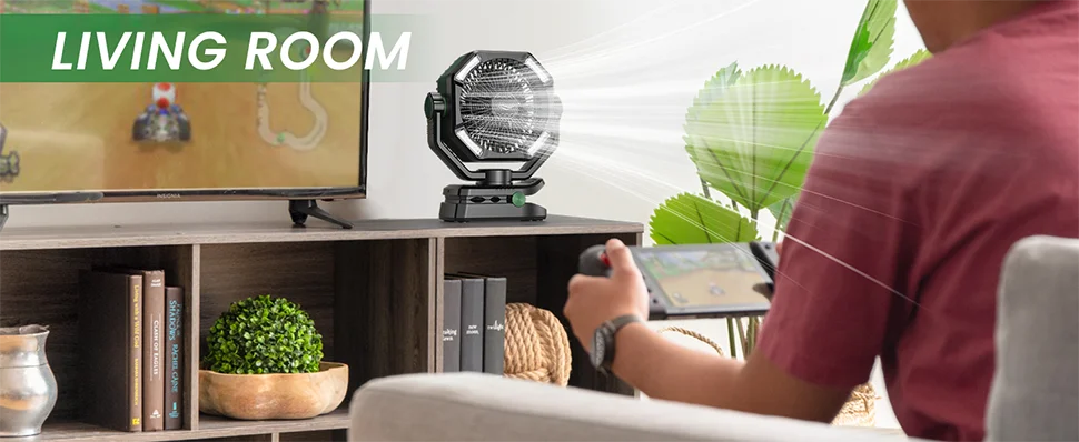 SKYTOO Rechargeable Camping Fan – 20,000mAh Portable Battery Fan with LED Lantern, Remote Control & Hanging Hook for Camping, RV, Tent & Emergency Use