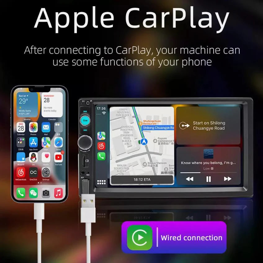 7-Inch Single DIN Touchscreen Car Stereo .Wireless CarPlay, Android Auto, Bluetooth & Backup Camera Support