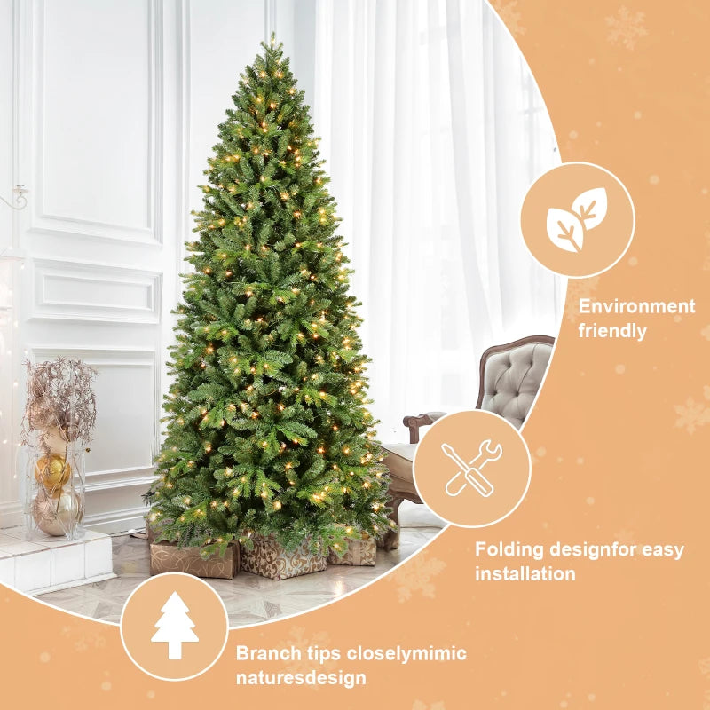 7FT Pre-Lit Artificial Christmas Tree with 400 Warm White LED Lights, 1,375 Tips & PVC/PE Mixed Branches . Premium Holiday Tree