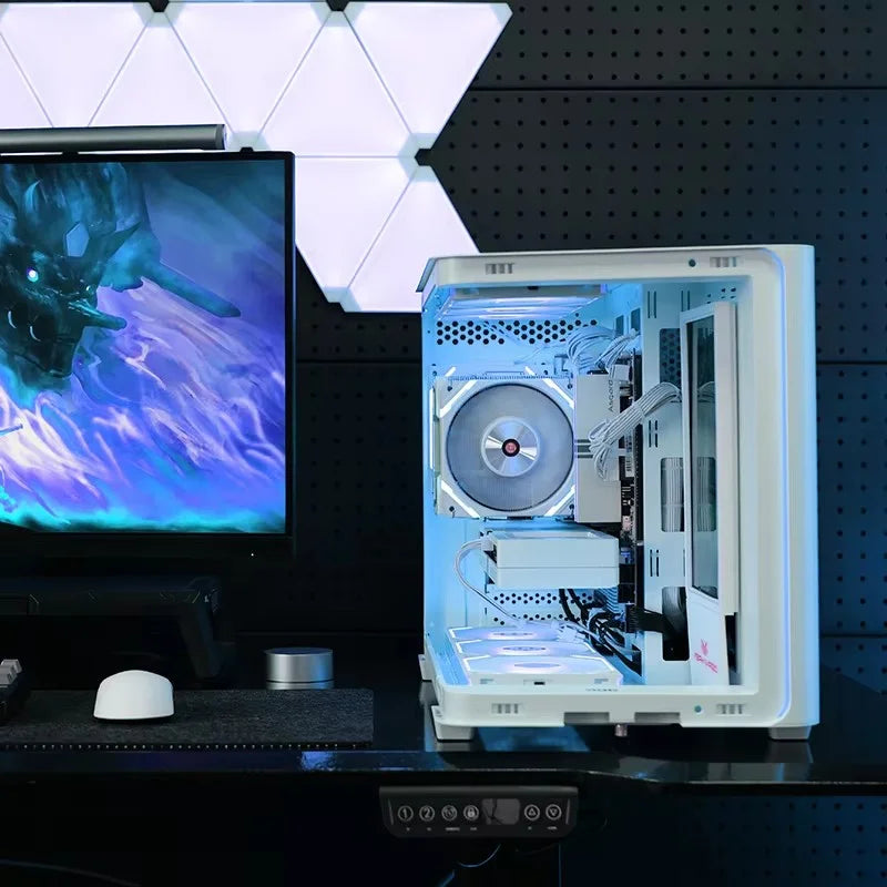 Yeah Magic BIFROST PC Case Sea View Room Gaming Computer Desktop M-ATX ITX Motherboard Double-Sided Tempered Glass Gamer FANS*3