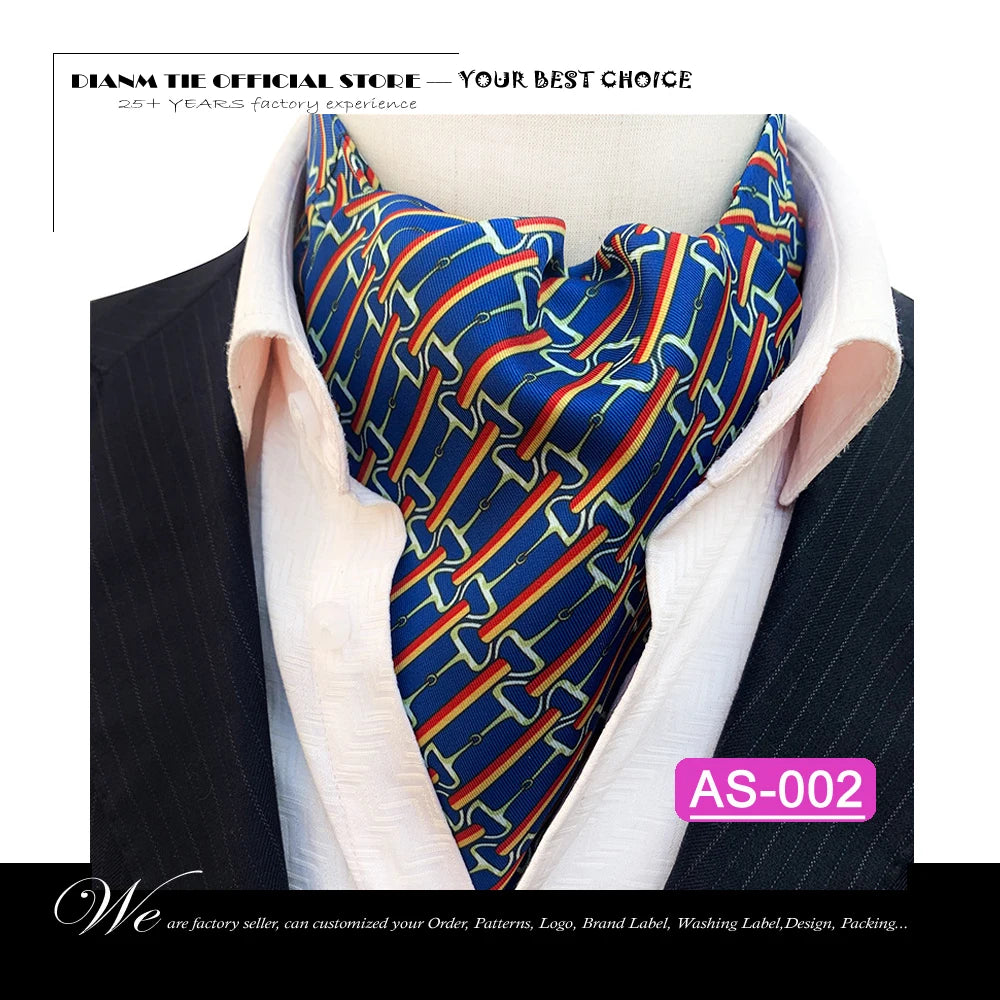 Luxury Men’s Ascot Tie & Pocket Square Set for Weddings, Business & Formal Wear