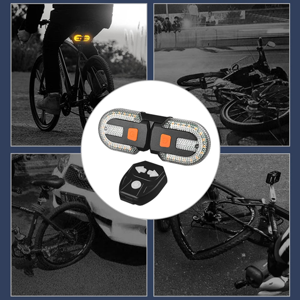 Bicycle Turn Signal Light with Remote Control Wireless Bicycle Rear Lamp USB Rechargeable Bike Accessories for Night Safty Ridin