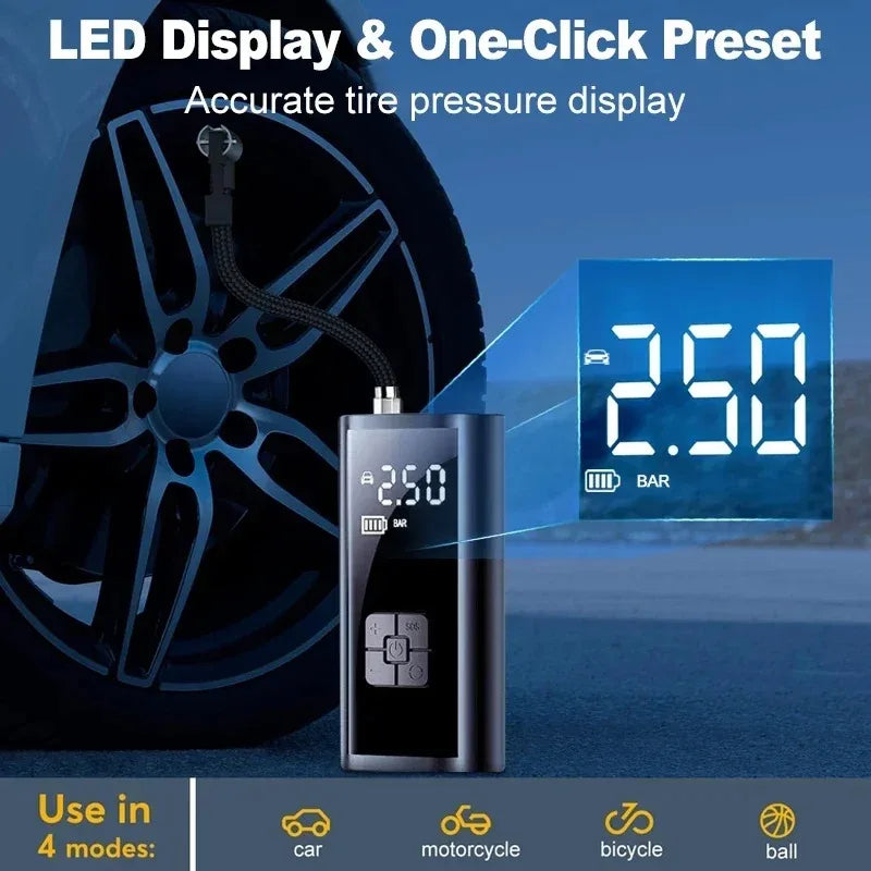 Rechargeable Portable Tire Inflator | Digital Cordless Air Pump
