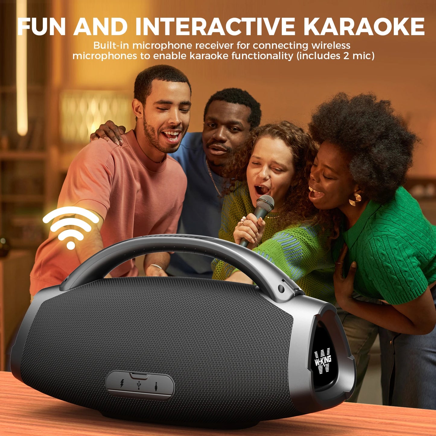 W-KING D20 200W Portable Bluetooth Party Speaker .Deep Bass, Waterproof Outdoor Boombox & Long Battery Life