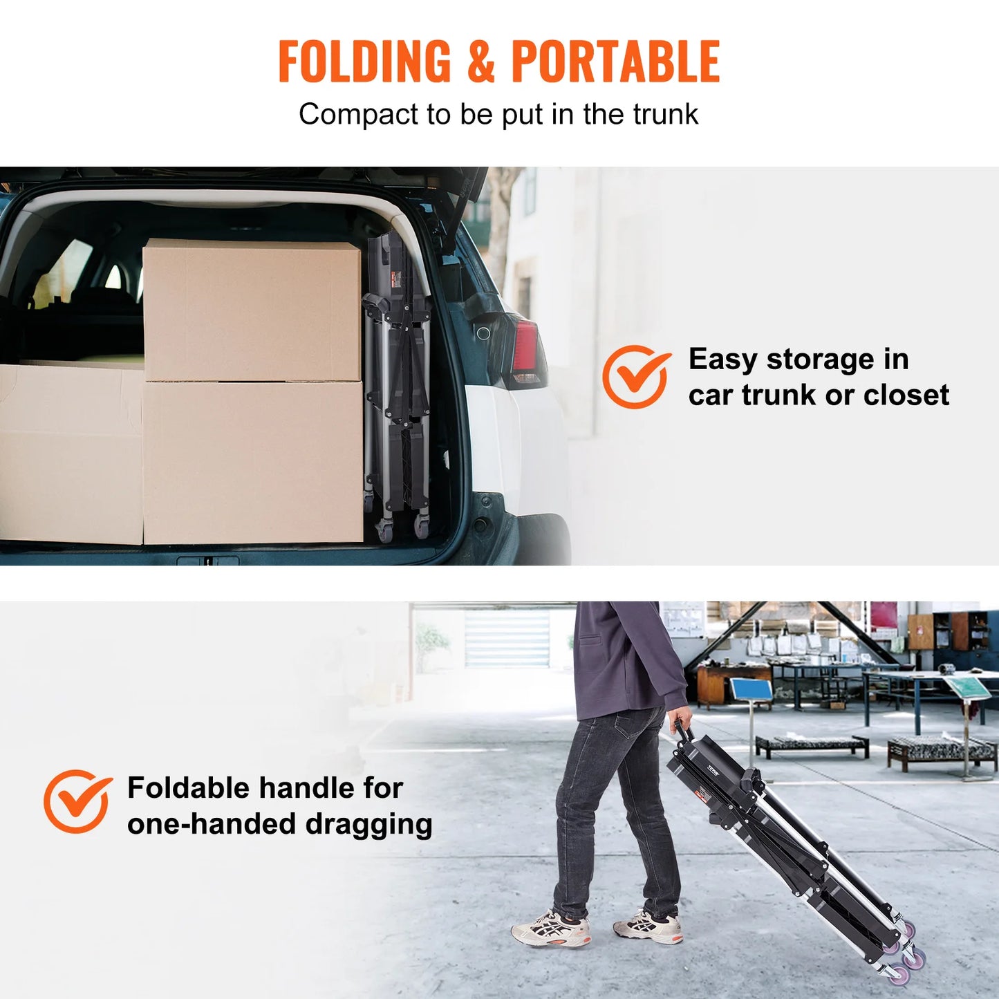 SucceBuy 3-Tier Folding Rolling Utility Cart . Heavy-Duty Mobile Storage Shelf with Wheels for Laundry, Kitchen, Office & Home Organization