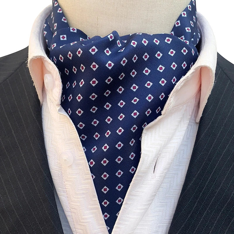 Luxury Men’s Ascot Tie & Pocket Square Set for Weddings, Business & Formal Wear