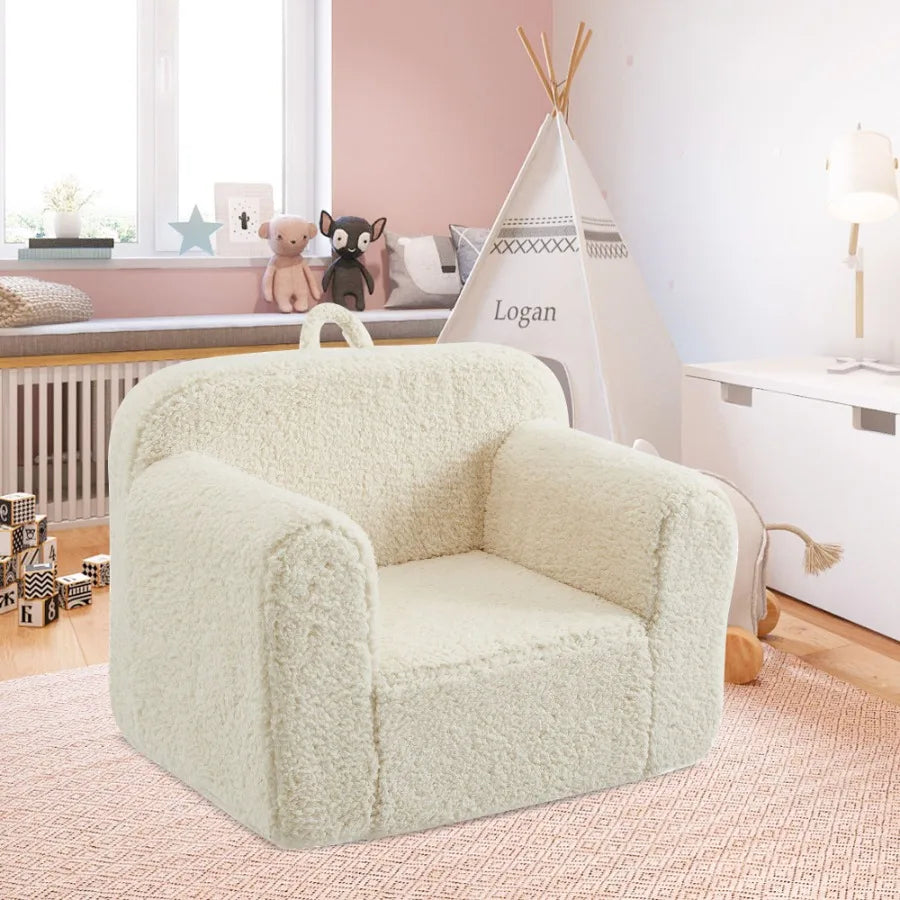 Sherpa Toddler Armchair Sofa .Cozy Plush Kids Lounge Chair for Boys & Girls