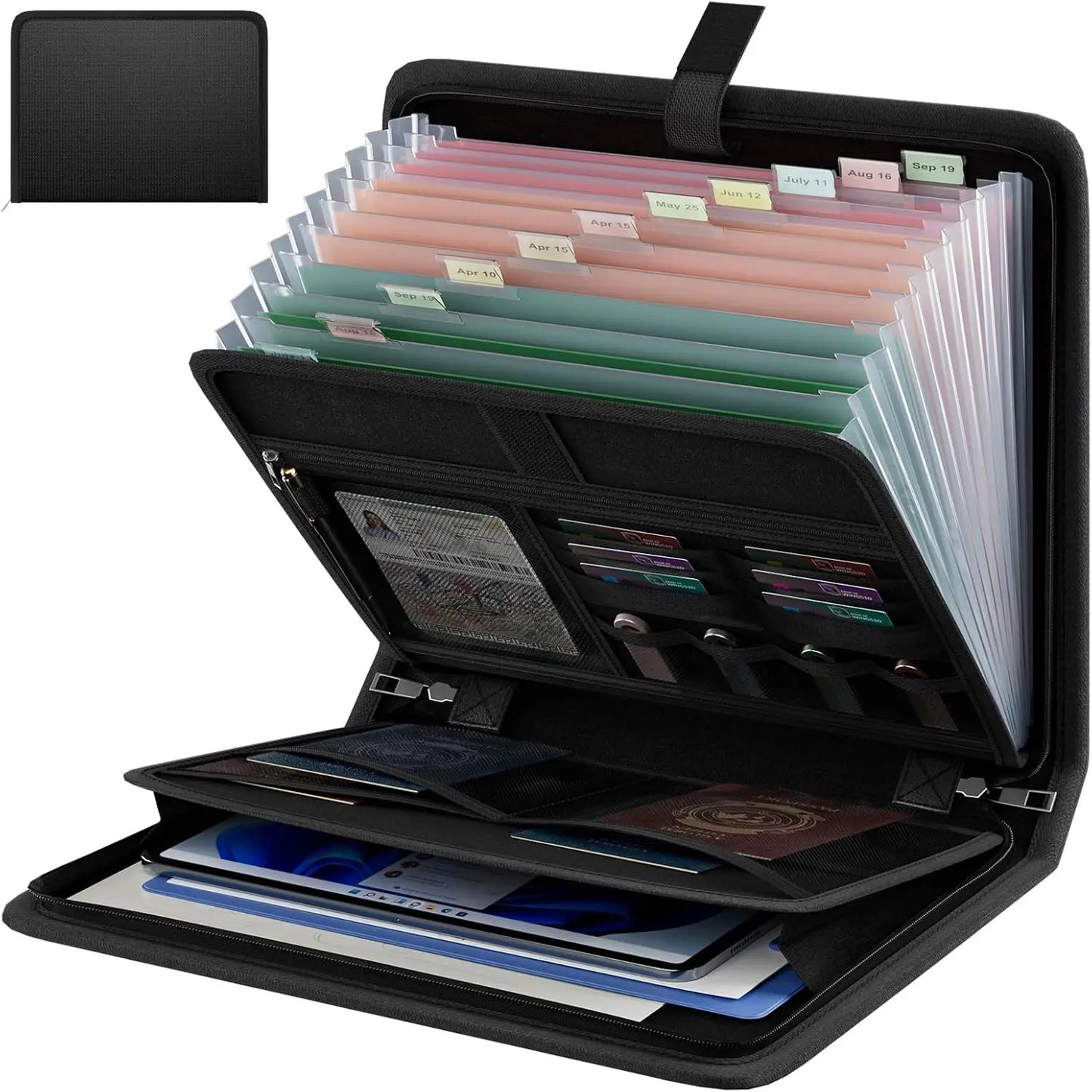 Fireproof & Waterproof Expanding File Organizer with 13 Pockets, Zipper Closure & Labeled Accordion Document Storage for Home, Office & Travel