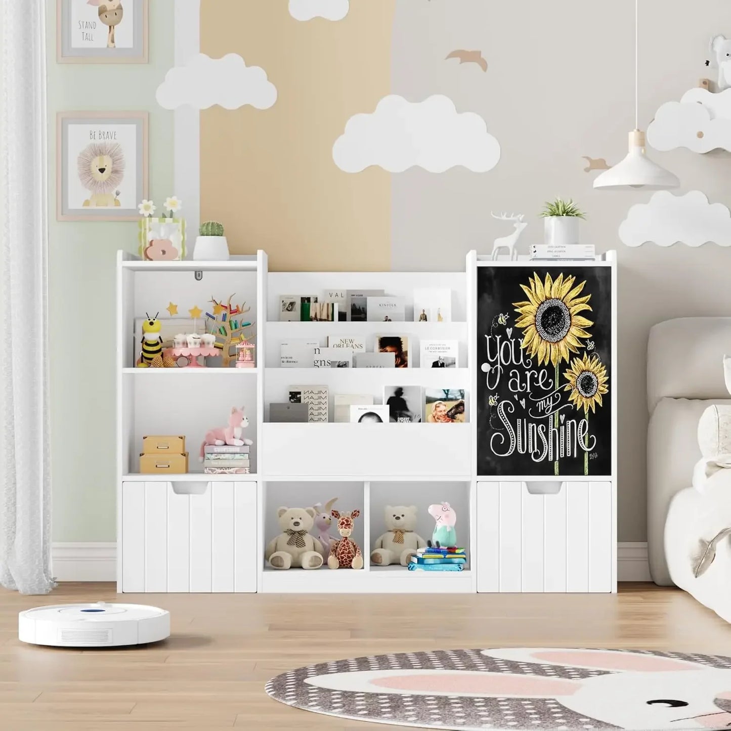 Toy Storage Organizer Bookshelf Chalkboard Mobile Bins