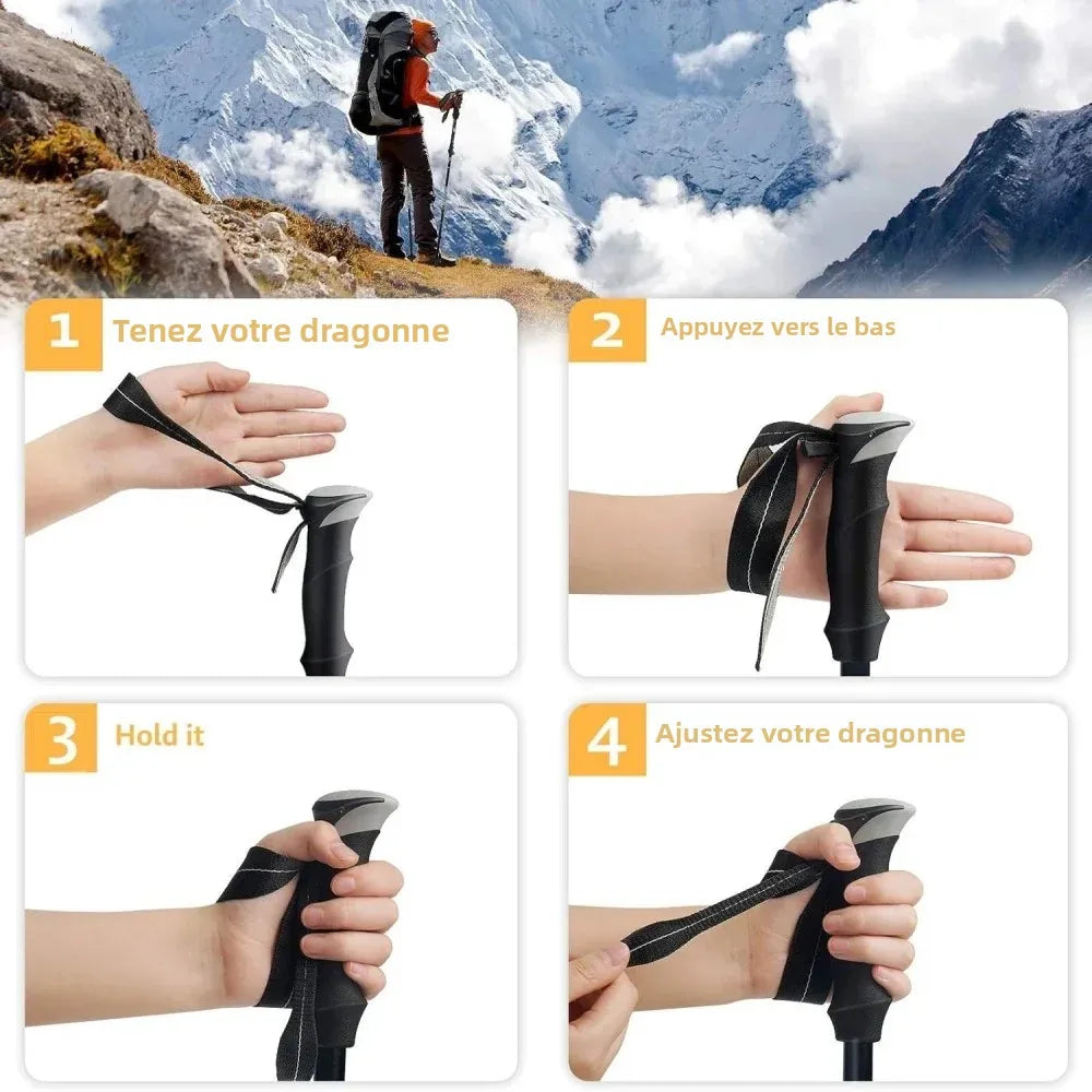 2PCS Ultralight Trekking Poles Set – Foldable Telescopic Nordic Walking Sticks for Hiking, Backpacking & Outdoor Adventures