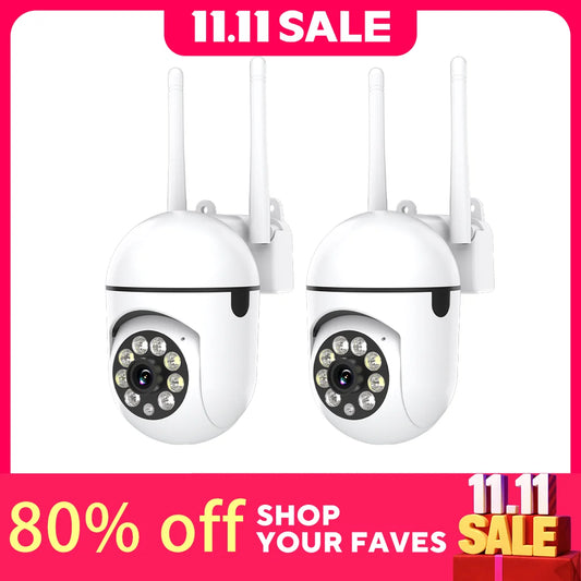 2PC Ease Life APP Wireless 1080P HD Indoor/Outdoor WiFi Security Camera, Color Night Vision, 2-Way Audio, 360° Pan/Tilt/Zoom, Mo