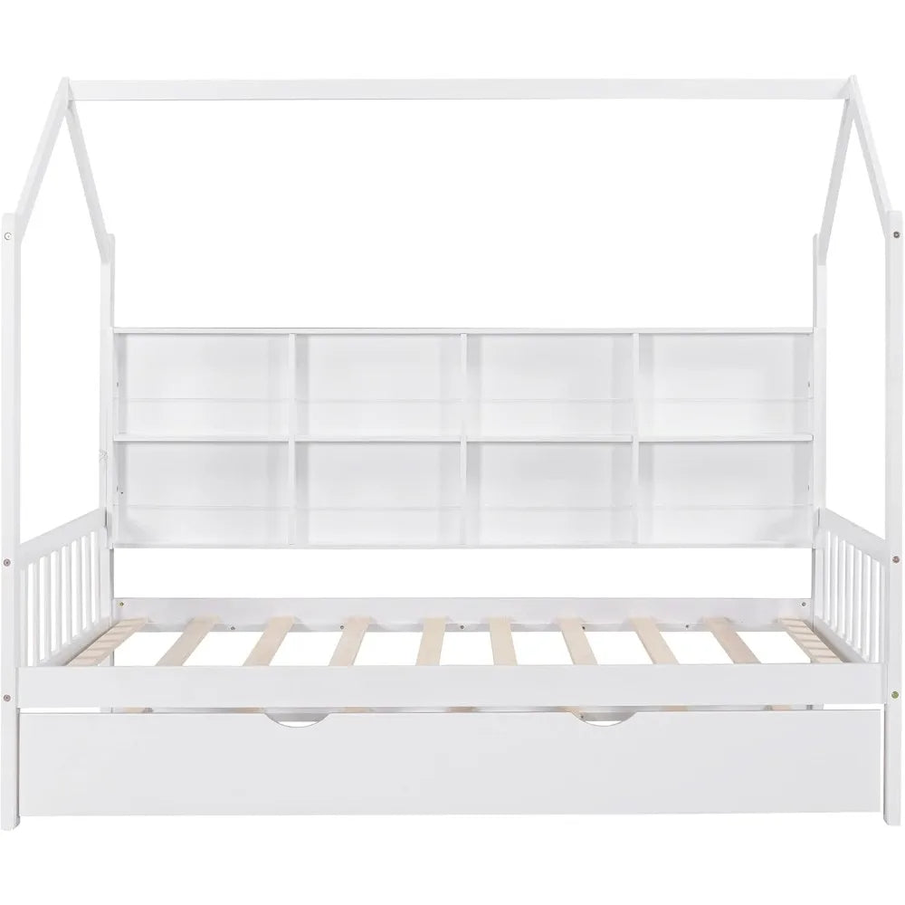 Harper And Bright Designs Twin Size House Bed With Trundle