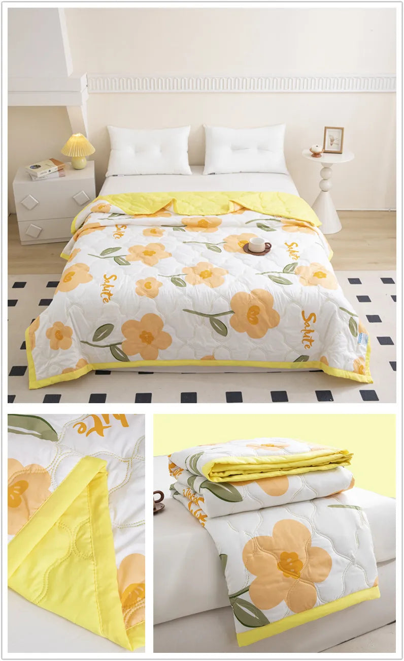 Floral Style Duvet Summer Thin Quilt Skin-friendly Bedspread Air Conditioning Blanket edredones Adults Kids Room Comforter Quilt