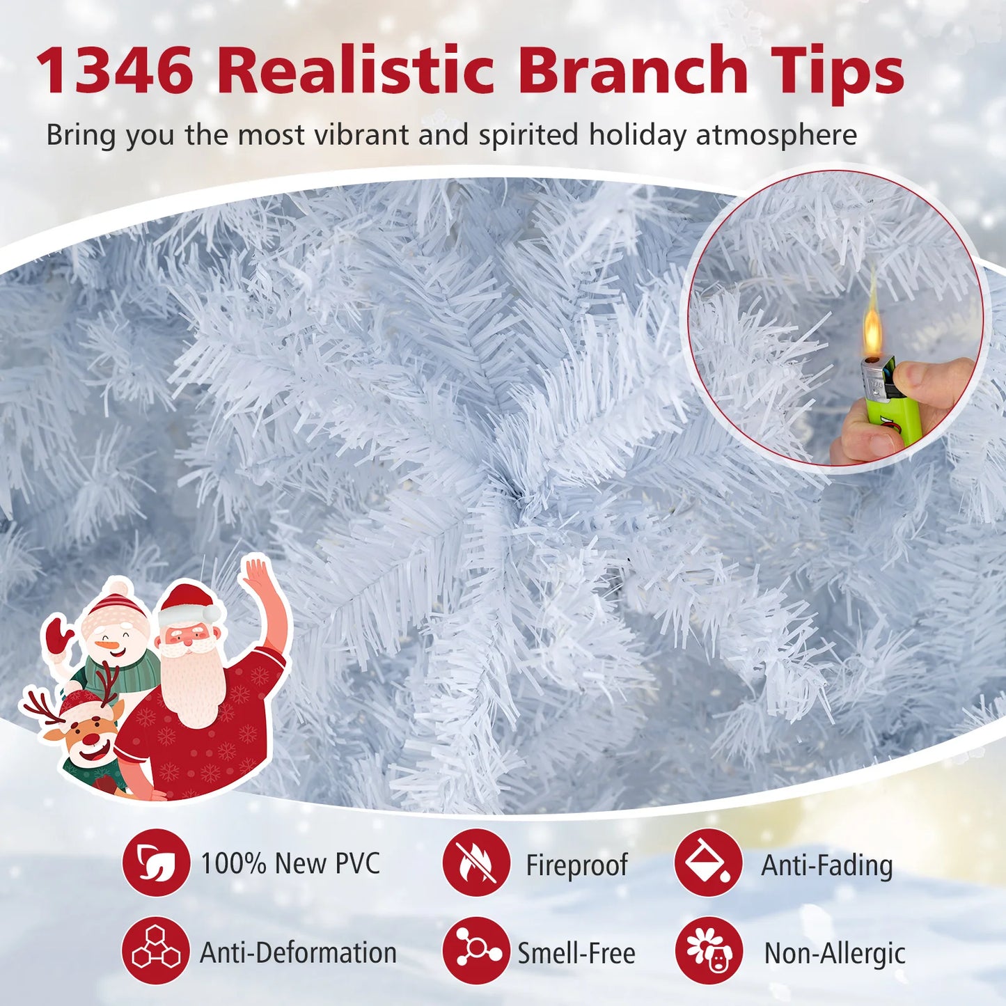 6FT–7.5FT Pre-Lit Artificial Christmas Tree  Color Changing LED Holiday Tree with Hinged Branches