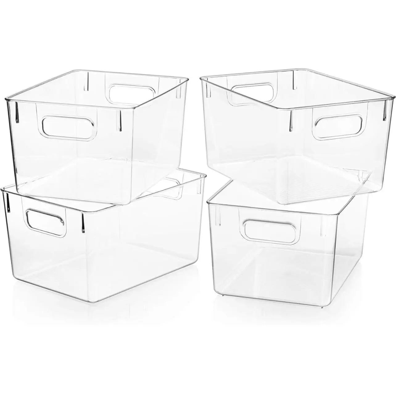 4 Pack Clear Plastic Storage Bins, Pantry Organizers and Storage Containers Fridge Organizer Bins Kitchen Cabinet Organizer