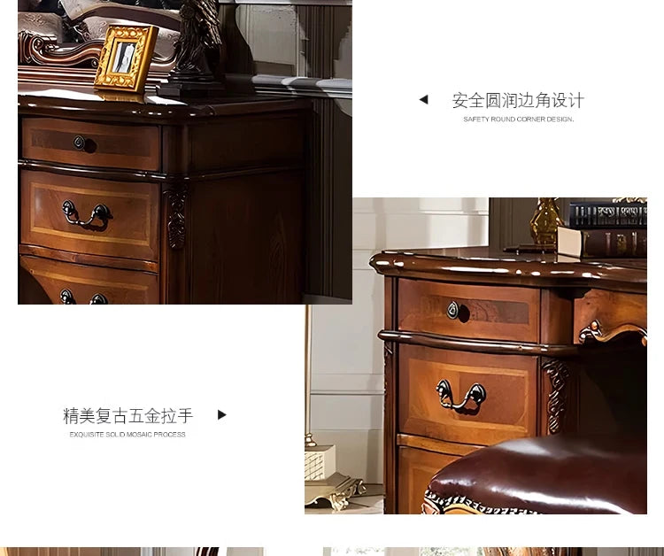 Nordic Hollywood Chair Vanity Wood Storage Mirror Organizer Luxury Dressers Bedroom Makeup Seating Penteadeira Furniture Home