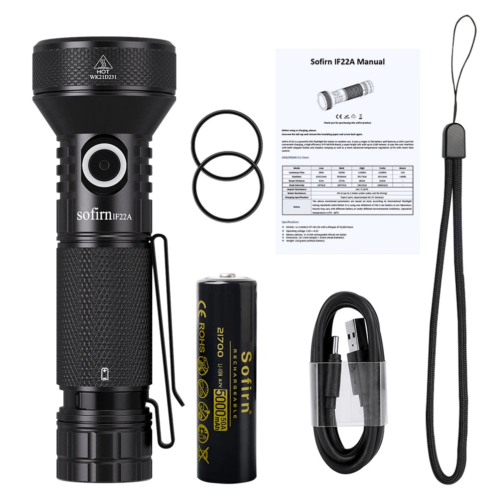 2100-Lumen Rechargeable LED Flashlight – Long Range Waterproof Tactical Light for Camping, Hiking & Emergency Use