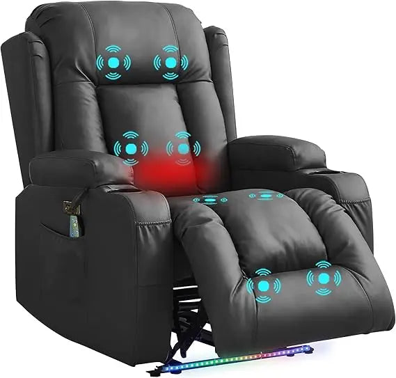 Power Recliner Chair for Adults, Electric Recliner Sofa with Vibrating Massage and Heat, Faux Leather