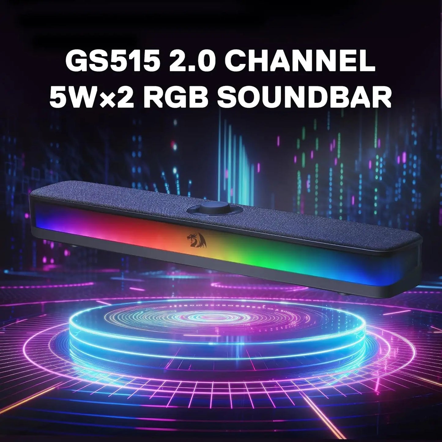 Redragon GS515 RGB Desktop Soundbar Stereo Computer Speaker with Bluetooth 5.3