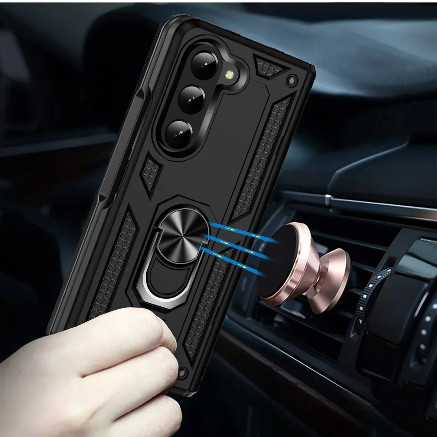 Samsung Z Fold Armor Case. Heavy Duty Kickstand Protective Cover