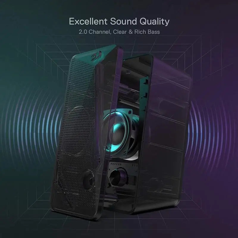 Redragon GS510 Waltz RGB Desktop Speakers . 2.0 Stereo Gaming Speaker System  Description