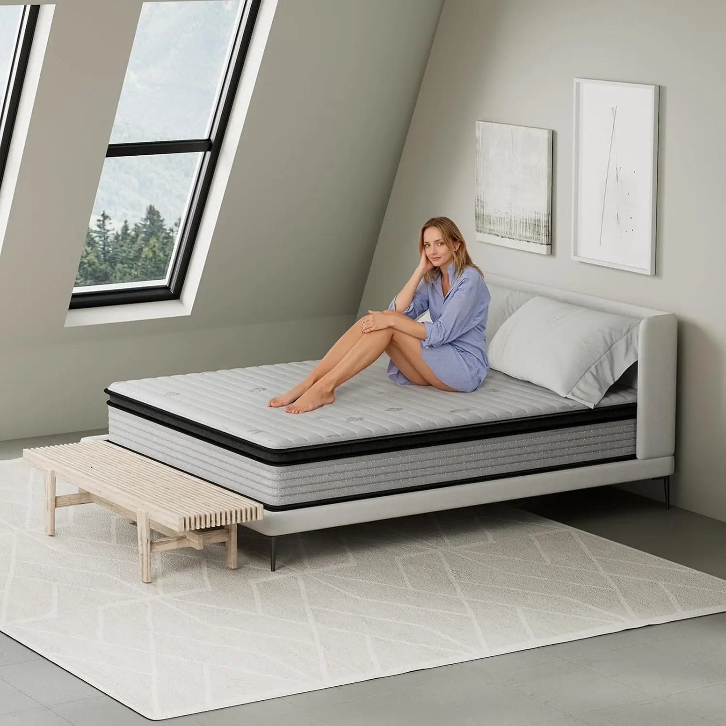 King Mattress 12inch in a Box Memory Foam Hybrid Mattress with Pocket Springs and Zoned Support for Back Lumbar Pressure Relief