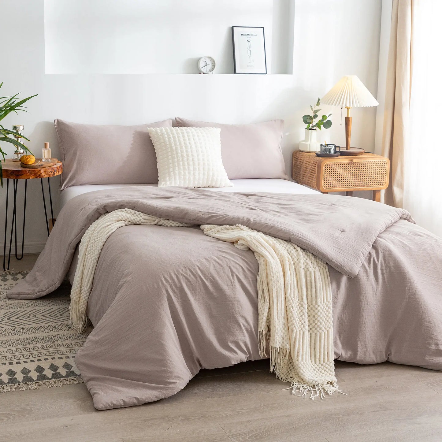 Soft Reversible Washable Bedding Comforter Sets ,Luxury Fluffy Microfiber Skin-friendly Comforter for All Season