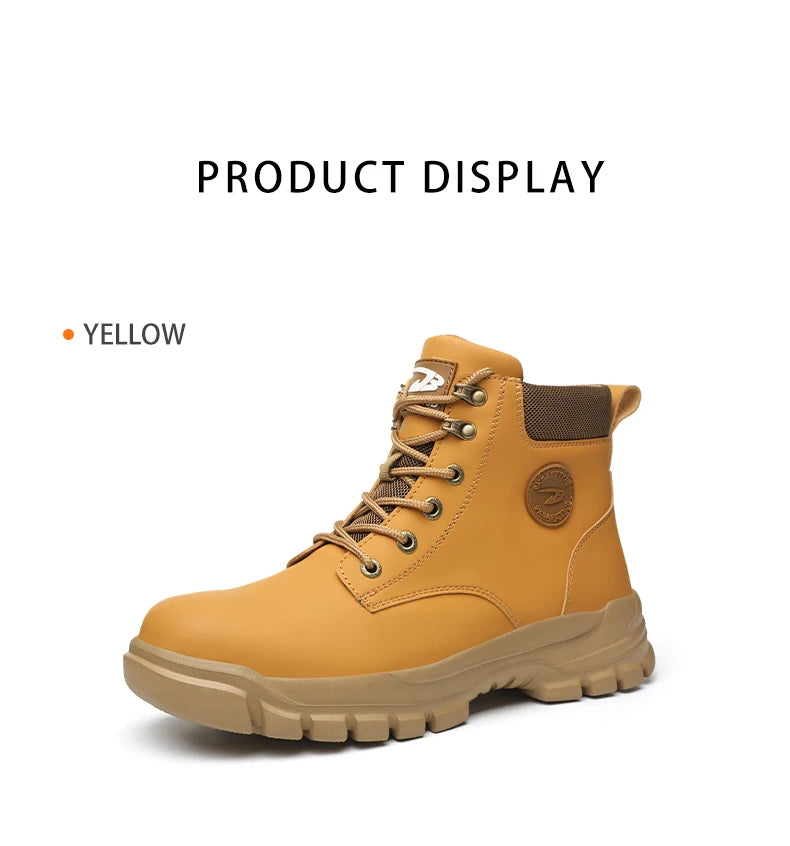 High Top PU Safety Shoes Metal Toe Cap Anti Smash Puncture