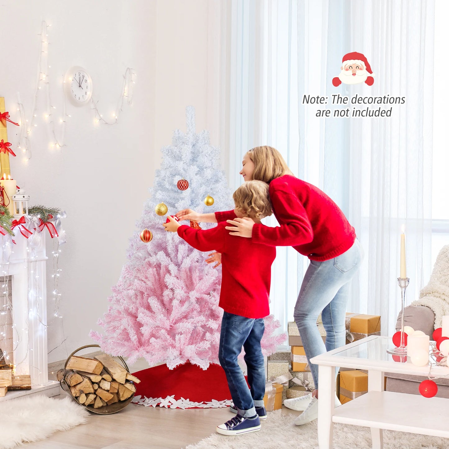 5FT–8FT Pink Flocked Artificial Christmas Tree. Elegant Holiday Décor for Home & Events
