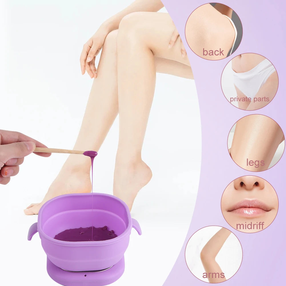Silicone Wax Warmer Foldable Wax Heater 100W Electric Hot Wax Warmer Machine 400ml Hair Removal Wax Machine for Hair Removal
