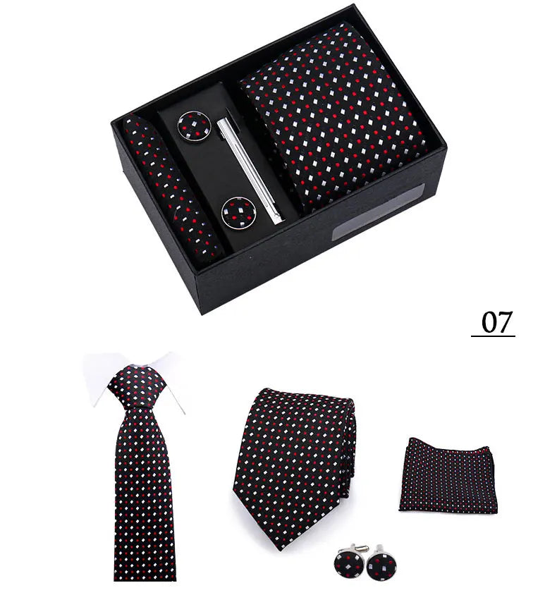 Tie Men With Box Top Quality Business Ties Hanky Cufflink Set Clips Green Necktie Corbatas For Men Wedding In Gift Box Gravatas