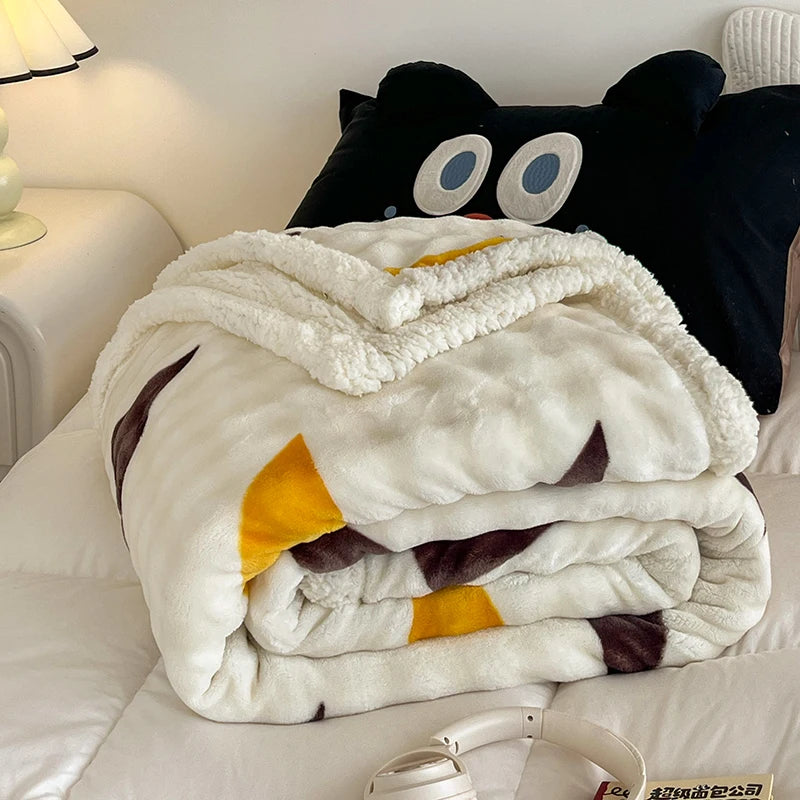 Soft Plaid Fleece Blanket, 300g Cozy Gift for Dorm Sofa Bed | Warm Home Decor Essentials (School Season)