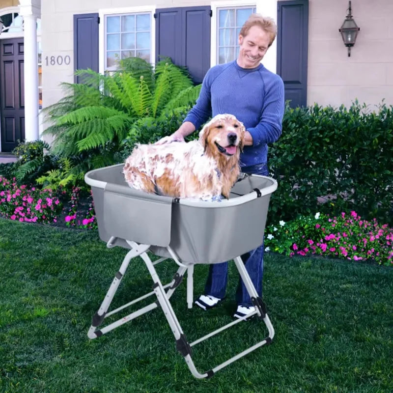 Elevated Foldable Dog Bath Tub Grooming Station