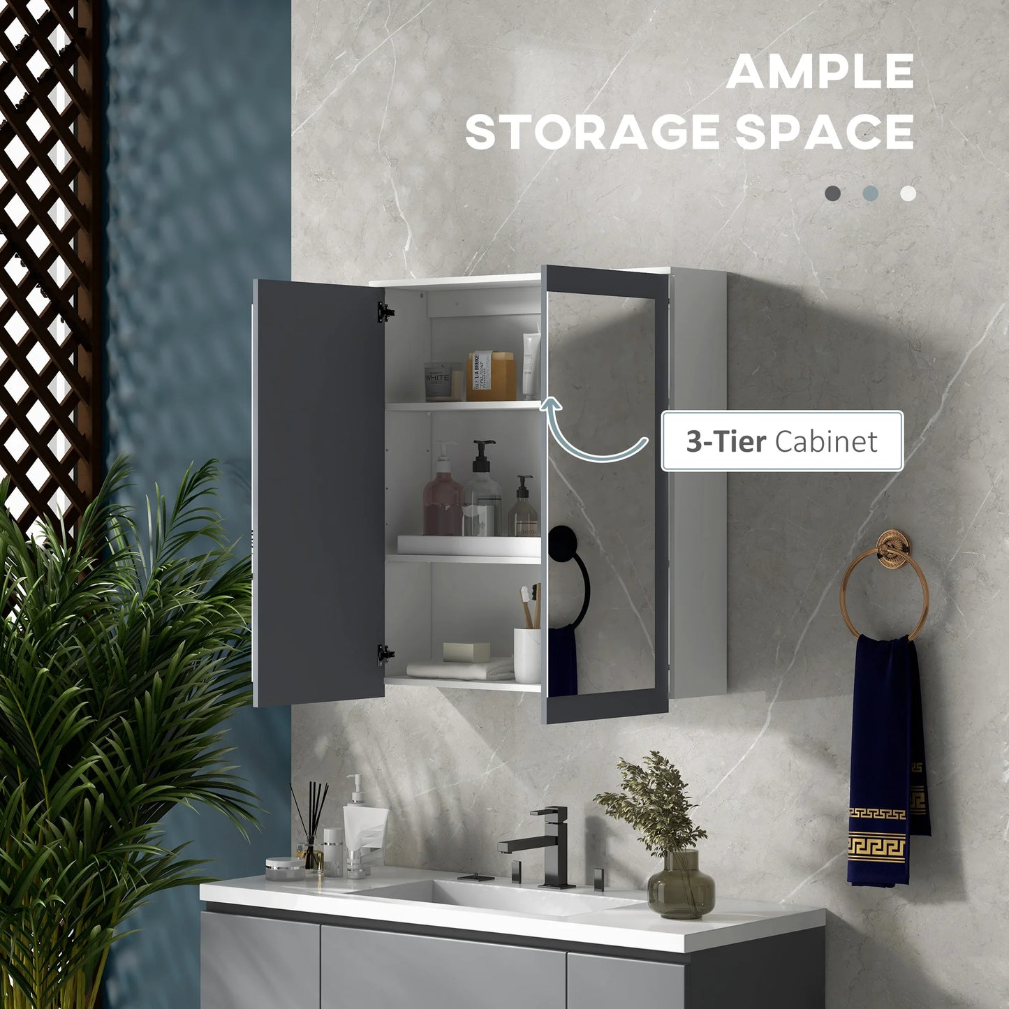 Kleankin Wall Mounted Medicine Cabinet With Mirror 27 By 30