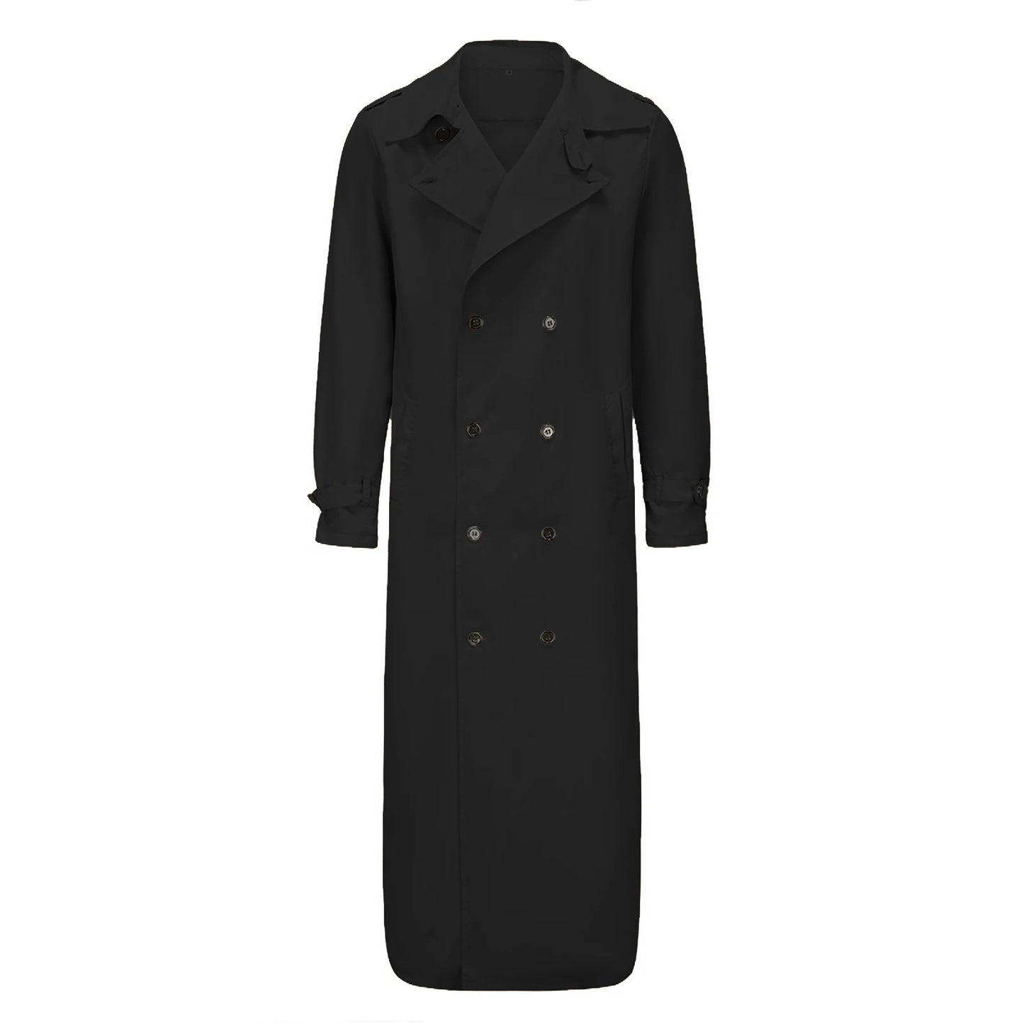 Men s Classic Wool Blend Trench Coat with Removable Belt and Notched Lapel Collar Warm Winter Overcoat Jacket