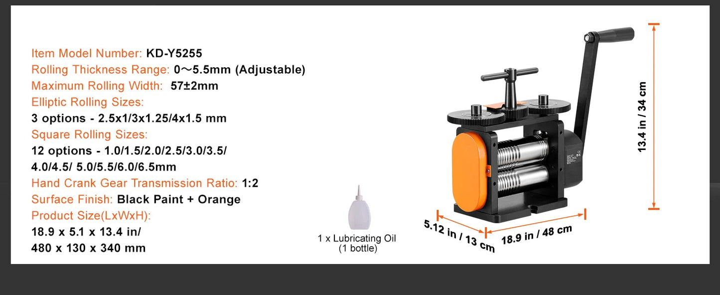 3-in-1 Jewelry Rolling Mill Machine 45/57/75/76mm for Metal Forming