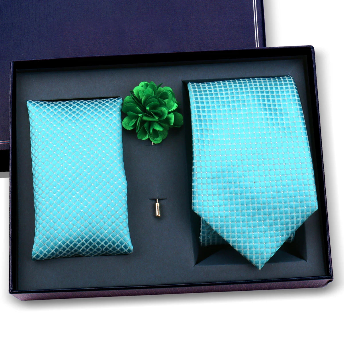 Luxury Men’s Paisley Necktie Gift Set. Silk Tie, Pocket Square, Cufflinks & Gift Box for Weddings & Business