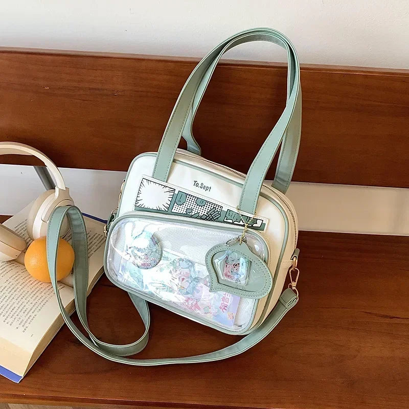 Y2K Japanese Harajuku Ita Bag for Women Cute Shoulder Bag Girls Transparent Itabag Crossbody Bag JK Shoulder Bags Handbags