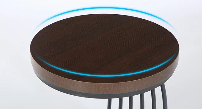 Round End Side Table: Side Table with 2 Tiers Storage Shelves, Small Bedside Table Accent Table with Arc-Shaped Frame