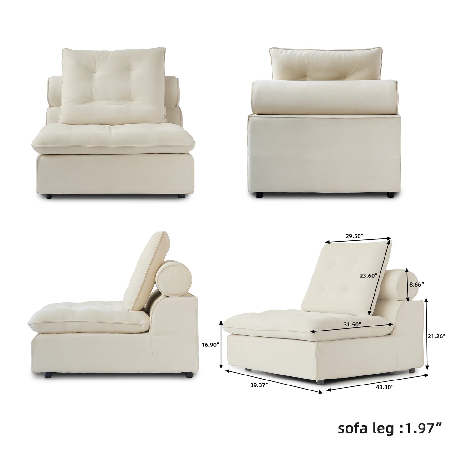 Down Filled Curved Cloud Sectional Sofa Oversized Couches Chaise Ottoman Stupendous Miami Sofa Adjustable Backrest