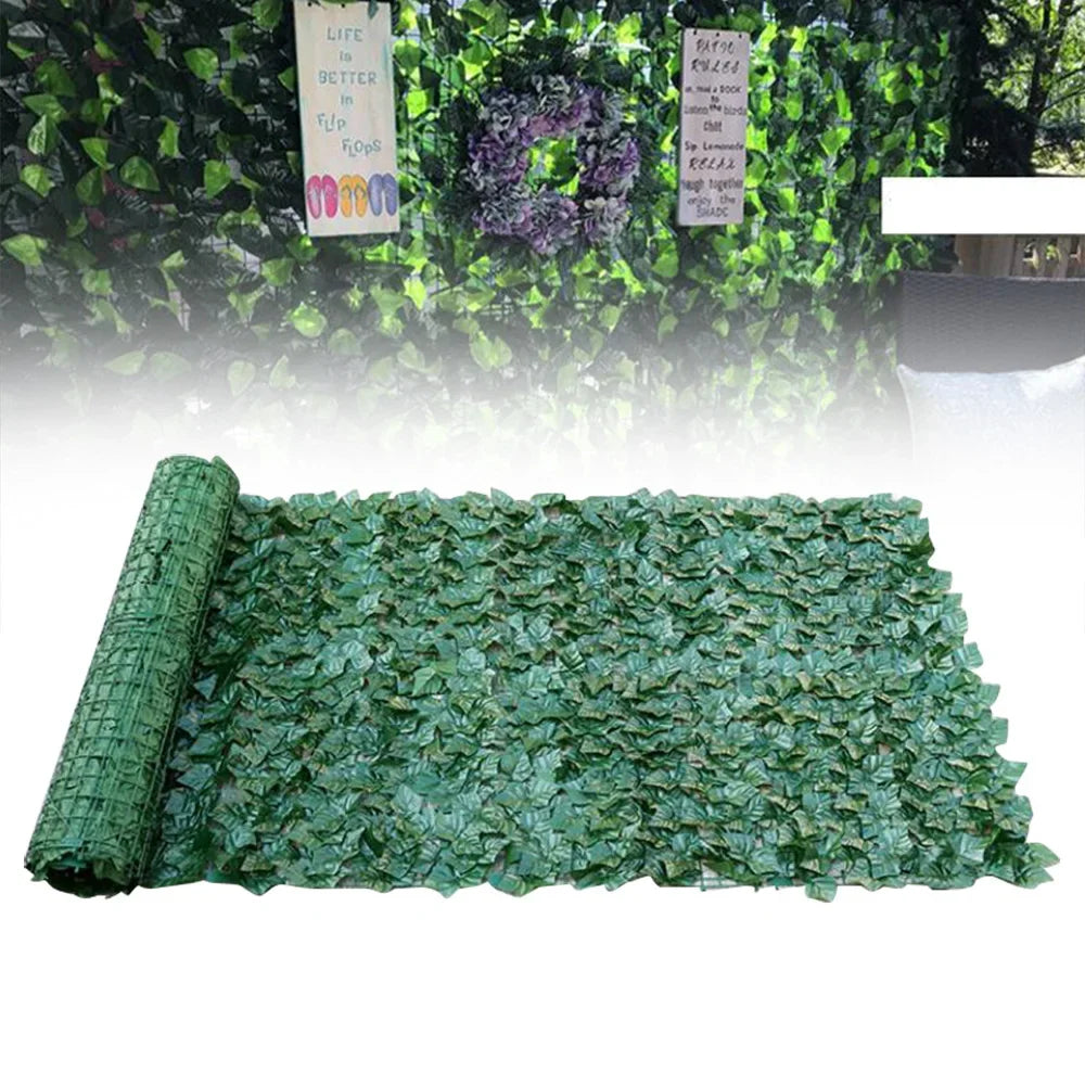 6FT Ivy Leaf Artificial Fence Screen - Realistic Green Plastic Vine Plants for Outdoor Indoor Garden Decor, Hedge Wall Panel