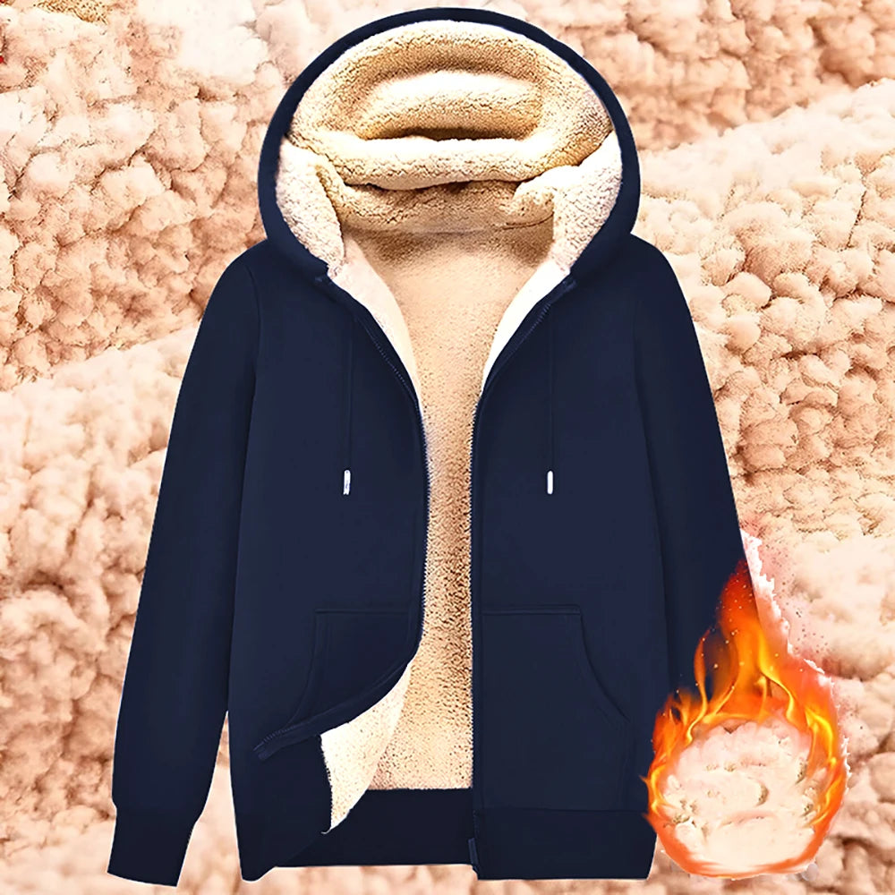 Sherpa Lined Zip Up Hoodie Jacket