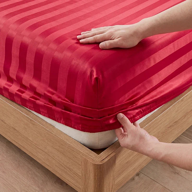 Luxury Satin Jacquard Fitted Sheet & Pillowcase Set