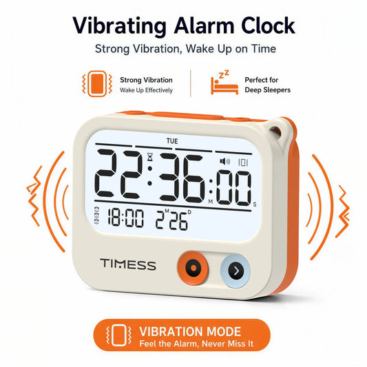 Portable Digital Vibrating Alarm Clock – Compact Travel & Bedside Timer