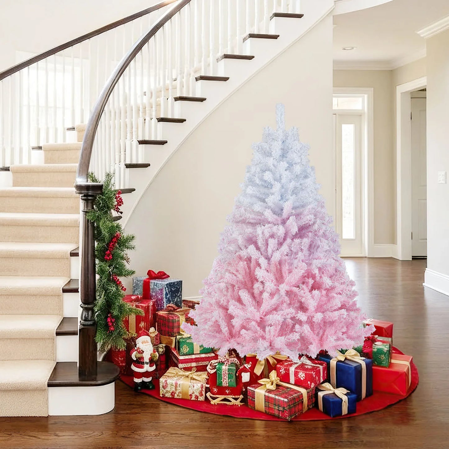 5FT–8FT Pink Flocked Artificial Christmas Tree. Elegant Holiday Décor for Home & Events