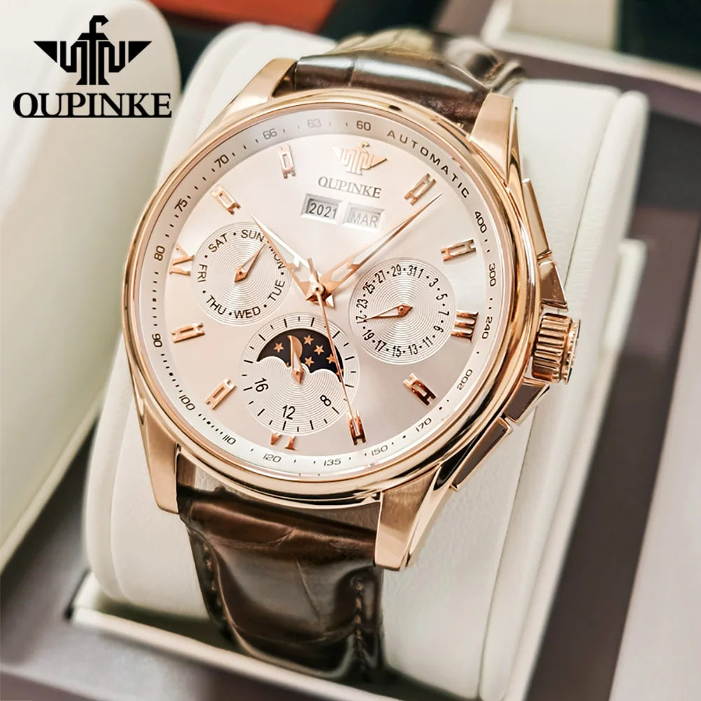 Men’s Automatic Mechanical Watch. Luxury Stainless Steel Skeleton Design