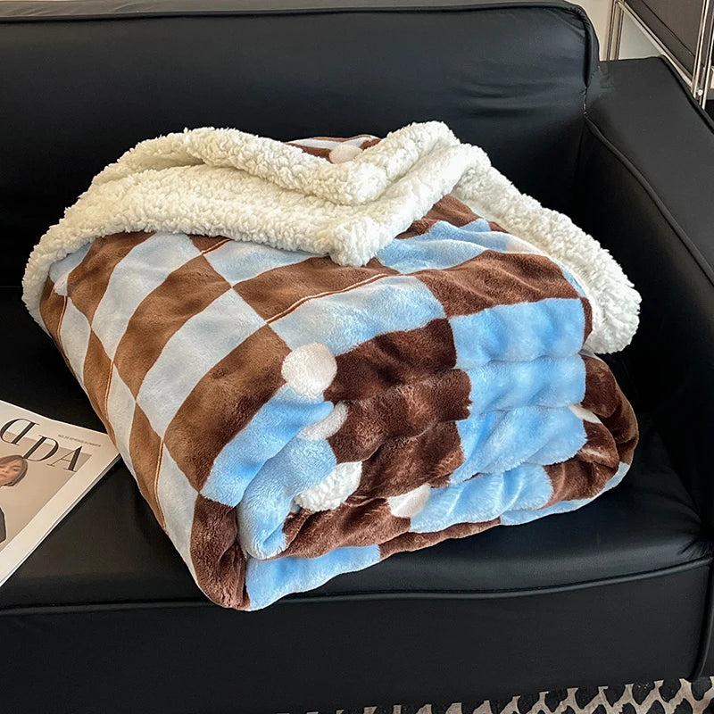 Luxury Soft Plaid Sherpa Fleece Blanket . Cozy Warm Throw for Sofa, Bed & Dorm Room