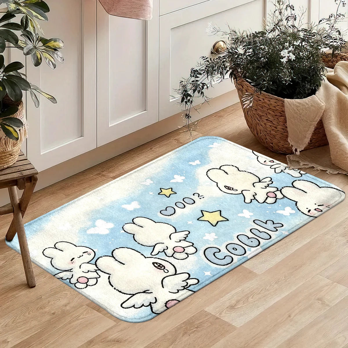 Christmas Halloween Cute Cartoon Area Rug, 1.2cm Thick Plush Velvet Foam Floor Mat, Ghost Pumpkin Snowman Xmas Print Decor Doormat, Washable Soft Cushioned Carpet for Bedroom Kitchen Entryway Living Room Multi Style Holiday I