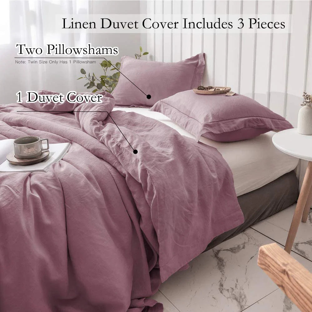Simple Opulence 100 Percent Linen Bedding Set 3Pcs Queen